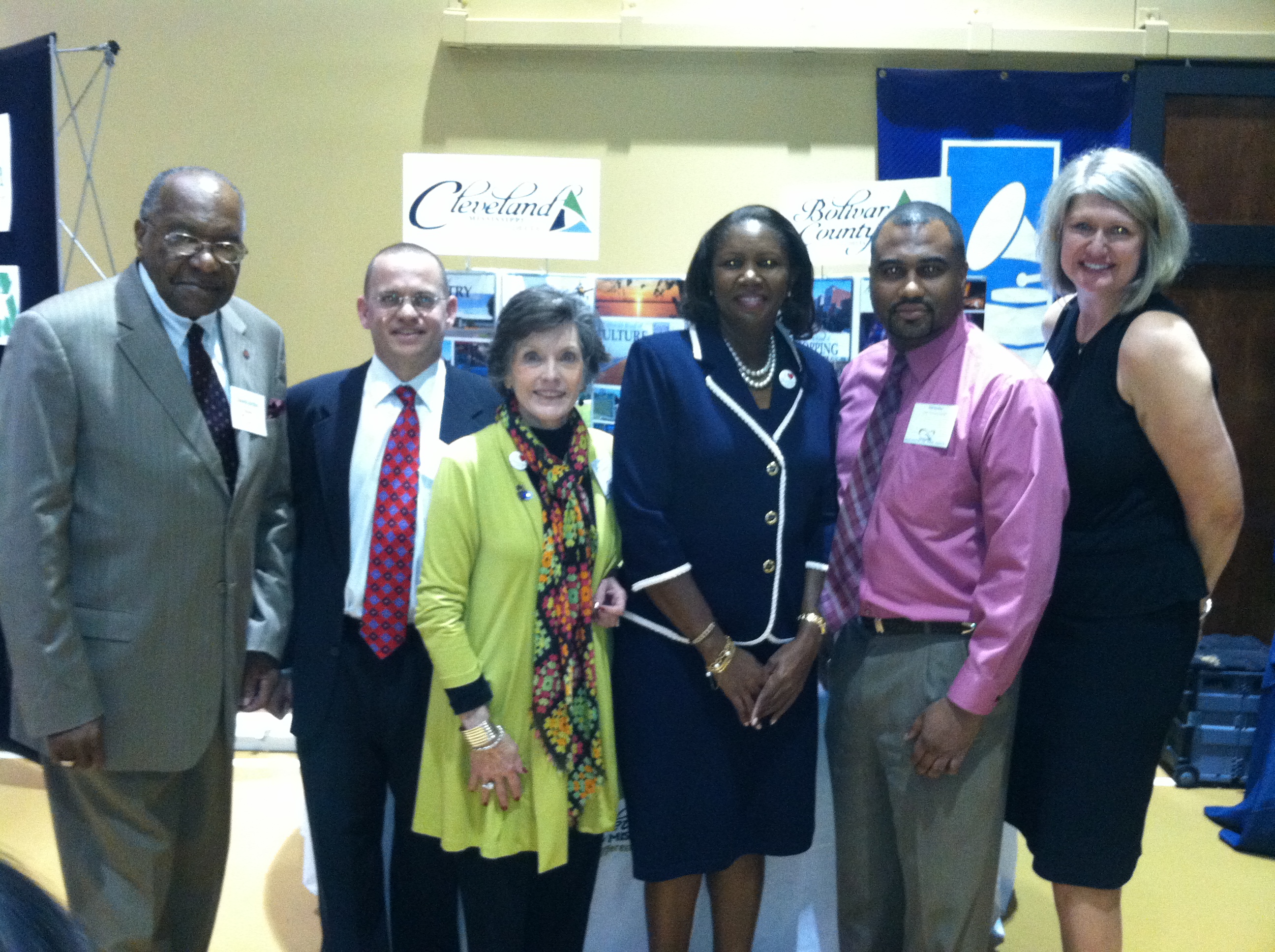 Photo:   Senator David Jordan; Aaron Lasker, president of the Cleveland/Bolivar County Chamber of Commerce: Lee Aylward, Delta Center for Culture and Learning, Delta State University; Representative Linda Coleman; Will Hooker, Bolivar County Administrator; and Heather Fuqua, Office manager, Cleveland/Bolivar County Chamber.